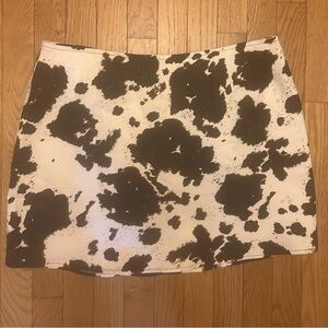 Dolls Kill Motel Rocks Pelmo Brown Cowhide Print Cotton Mini Skirt Size XL NWOT